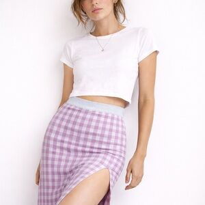 FREE PEOPLE | Milk It Glow Checkered Midi Skirt – Pink Gingham – UK 12 / US 8
